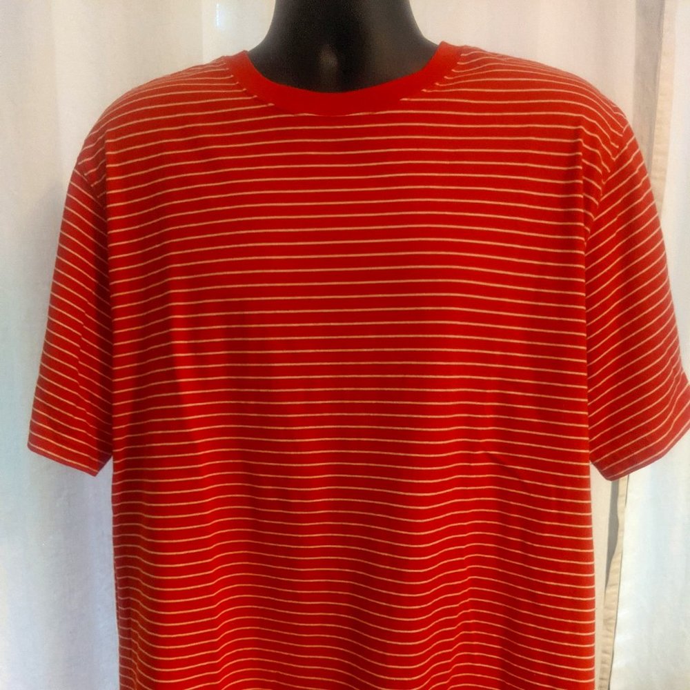 Lands End Super-T Red and White Strip Size Mens XL